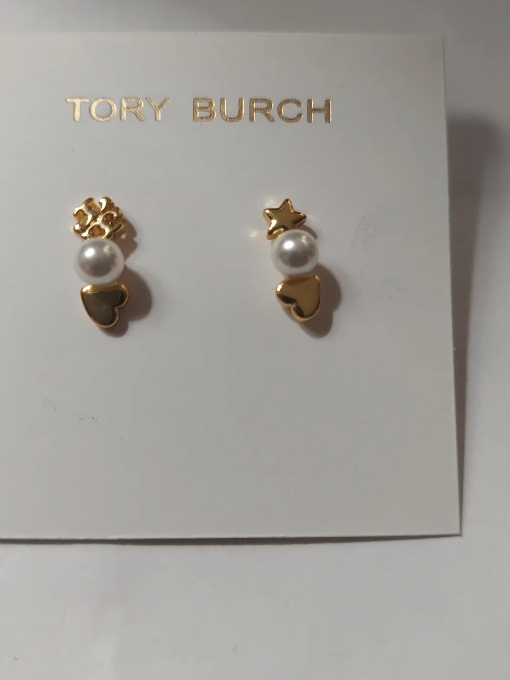 Tory Burch Gold-tone Pearl Heart & Star Stud Earrings